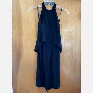 NWT French Connection Emma Black Dress Sleeveless Open Back Ruffle Halter Size 0